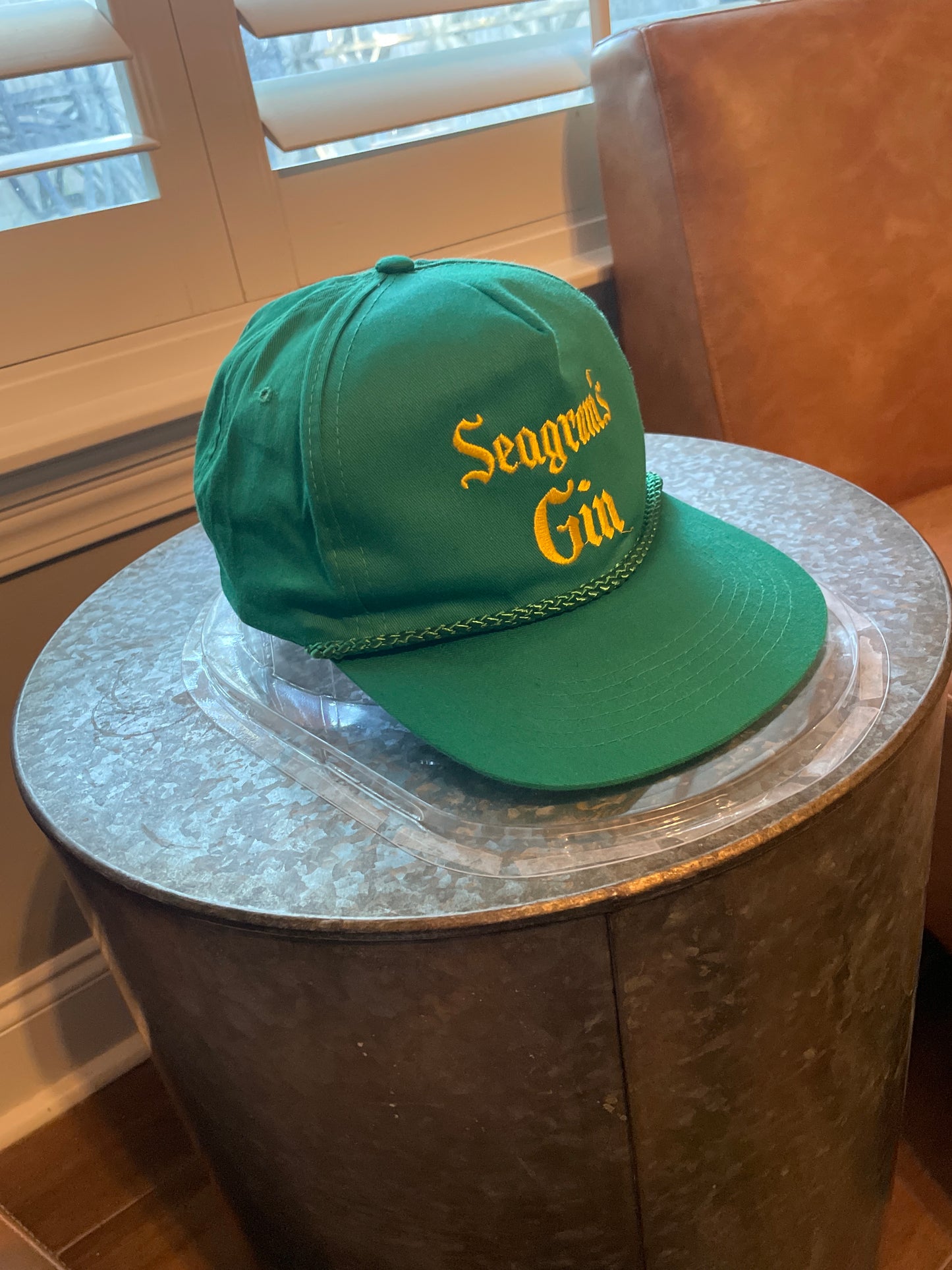 Vintage 90's Seagram's Gin Liquor Green Snapback Rope Hat