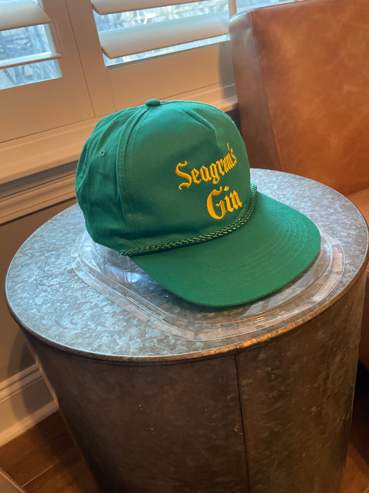 Vintage 90's Seagram's Gin Liquor Green Snapback Rope Hat